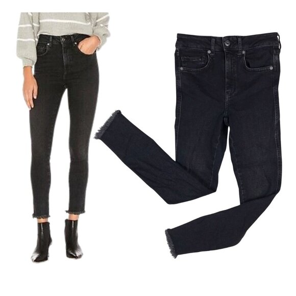 FREE PEOPLE We The Free Raw High-Rise Black Jeans Jegging NEW 25 - Picture 1 of 8